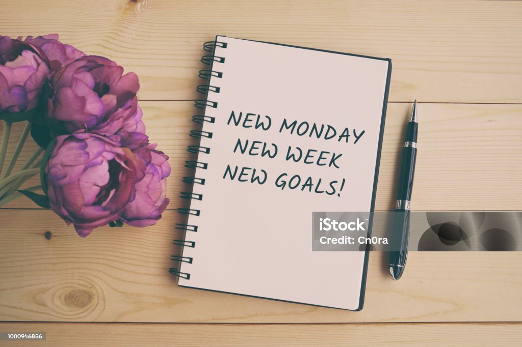 Life Inspiration Quote New Monday, New Week, New Goals Motivation Stock Photo