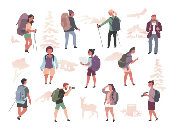 People Hiking Vector Art Icons And Graphics For Free Download