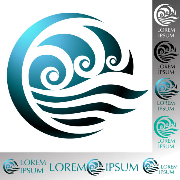 물은 양식된 symbol(logo) - river wave symbol sun stock illustrations