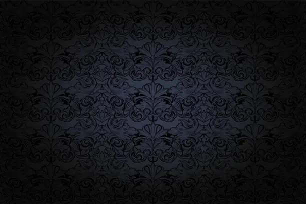 Vector illustration of vintage Gothic background in dark grey and black