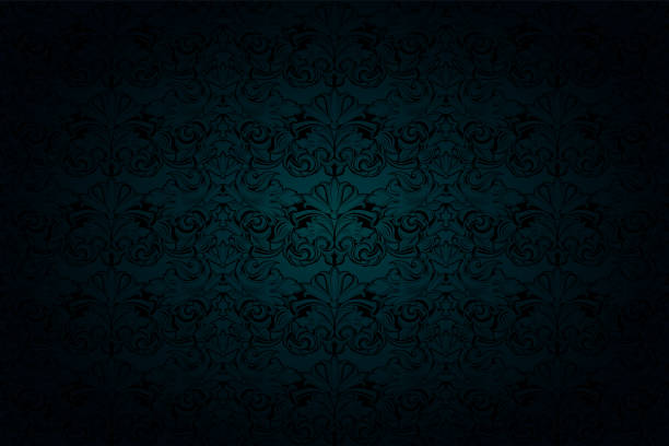 royal, vintage, gotischen hintergrund in düsteren malachit grün und schwarz töne - flower pattern floral pattern retro revival stock-grafiken, -clipart, -cartoons und -symbole