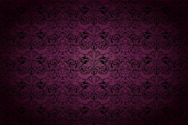 royal, vintage, gotischen hintergrund in dunklem violett und schwarz - flower pattern floral pattern retro revival stock-grafiken, -clipart, -cartoons und -symbole