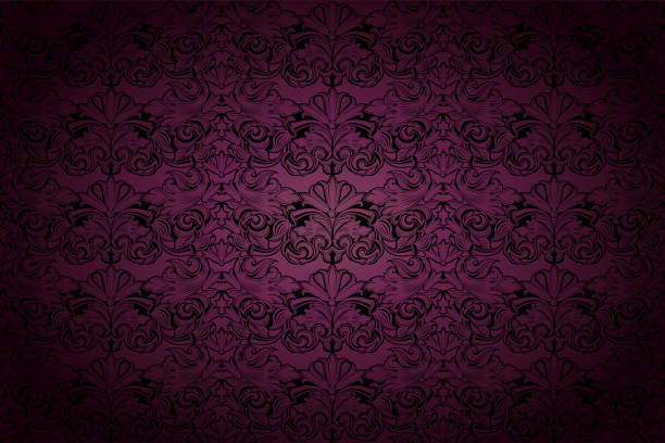 illustrazioni stock, clip art, cartoni animati e icone di tendenza di sfondo reale, vintage, gotico in viola scuro e nero - textile silk backgrounds luxury