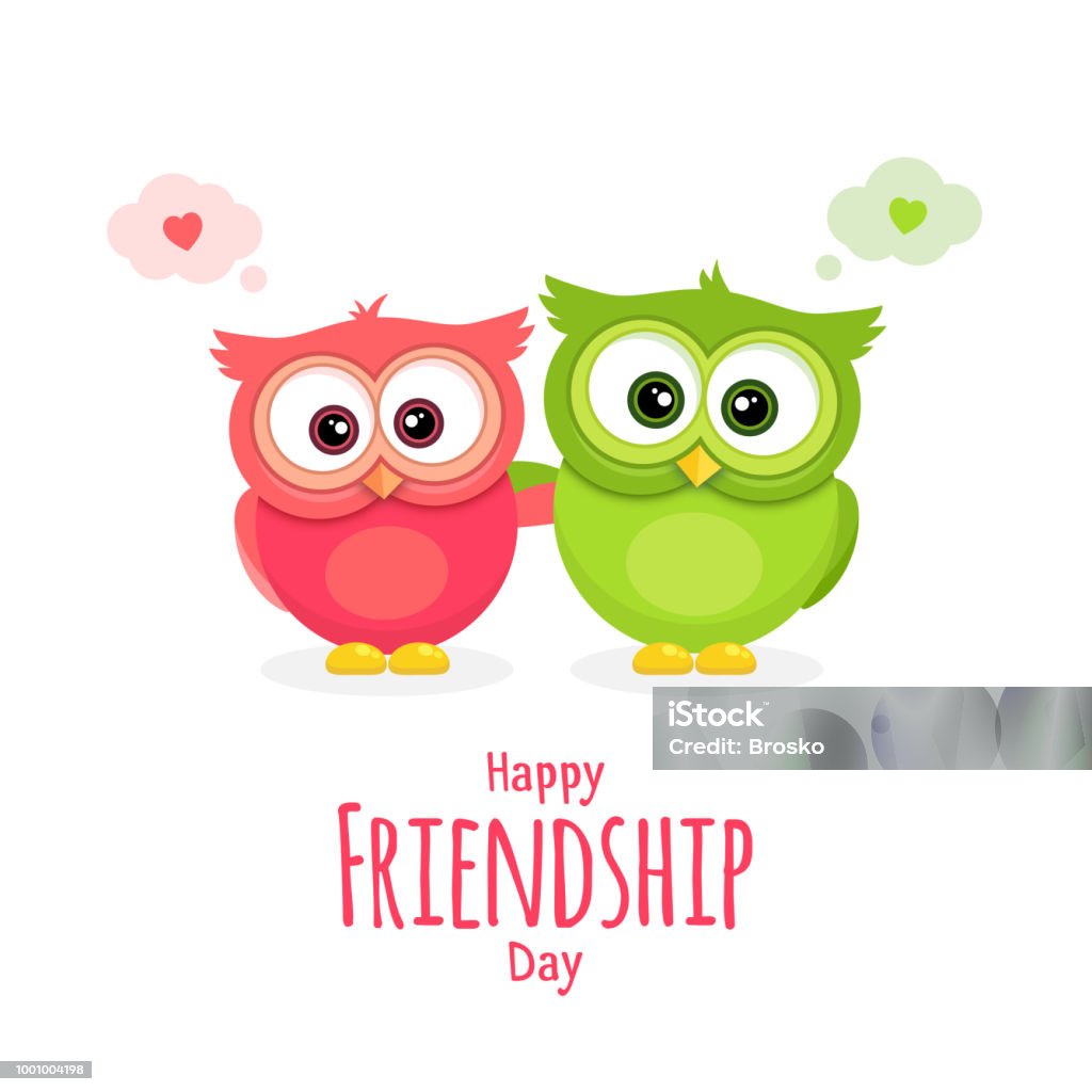 Happy Friendship Day Holiday Of The Best Friends Two Funny Owls ...
