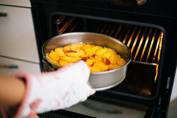 Baking Peach cake in The Oven for Holidays