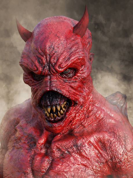 istock 3D rendering of the face of a devil. 1001013868