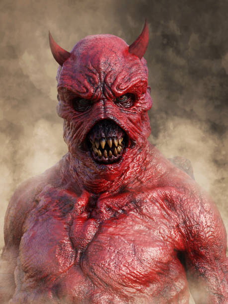 istock 3D rendering of the face of a devil. 1001013872