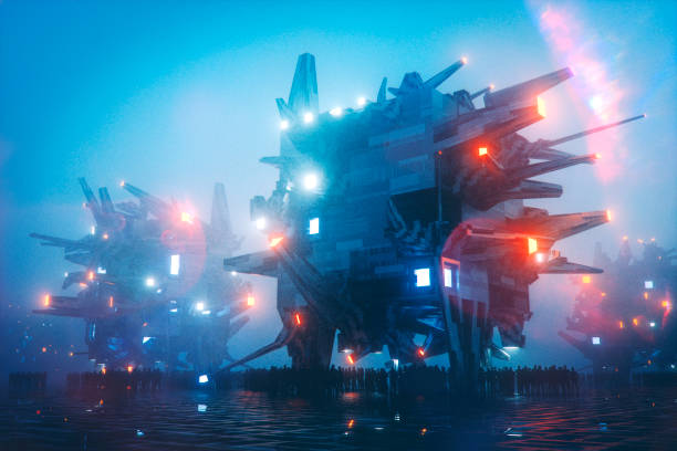 istock Ominous dark futuristic cityscape 1001025872