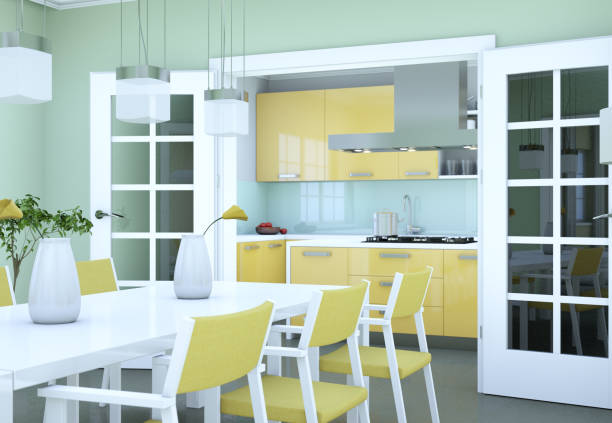 istock Dining room interior design in modern appartment 1001027542