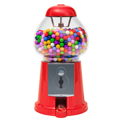 Gumball machine, gum dispencer. 3D rendering isolated on white background