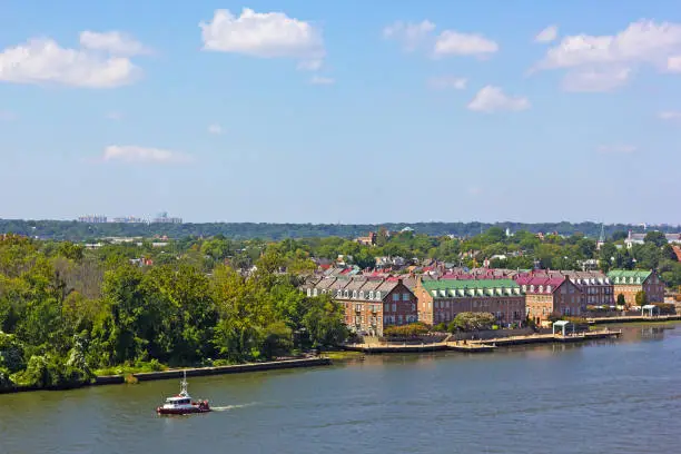 Photo of A panoramic view on Old Town Alexandria from the Potomac River in Virginia, USA.