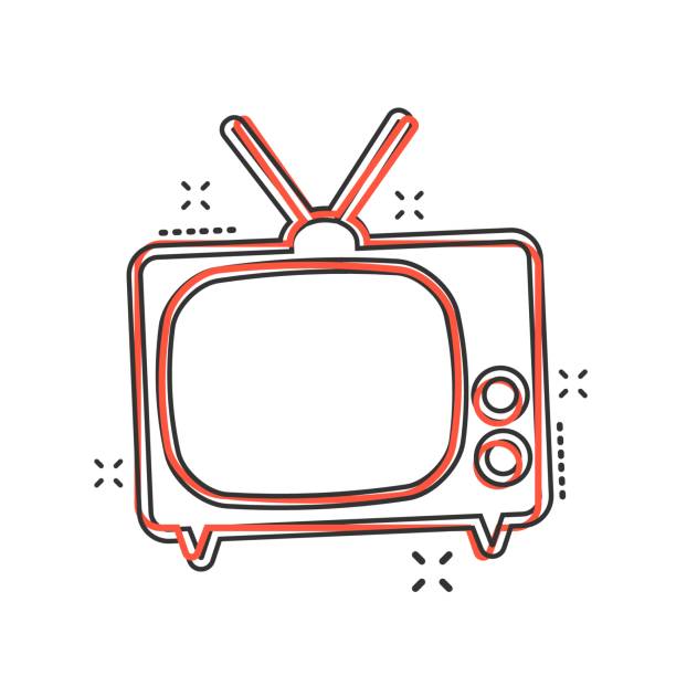 Vector Cartoon Tv Icon In Comic Style Television Sign Illustration  Pictogram Tv Business Splash Effect Concept Stock Illustration - Download  Image Now - iStock