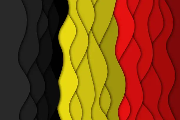Vector illustration of Vector realistic isolated Belgium flag with paper cut layer design for decoration and covering. Concept of Happy National day.