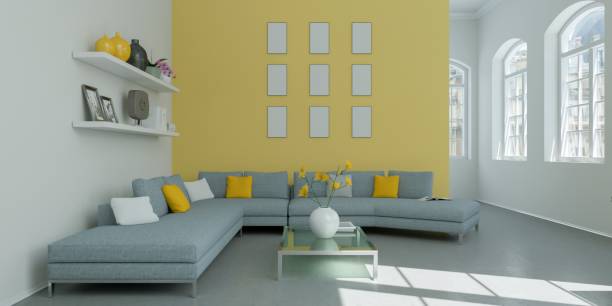 istock Modern bright flat interior design with yellow accents 1001103858
