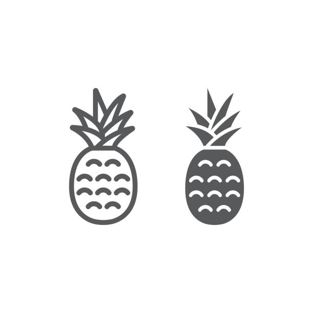 Pineapple line and glyph icon, fruit and ananas, tropical sign, vector graphics, a linear pattern on a white background, eps 10. Pineapple line and glyph icon, fruit and ananas, tropical sign, vector graphics, a linear pattern on a white background, eps 10. ananas stock illustrations