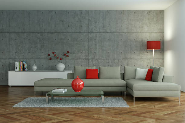 istock modern living room interior design with concrete wall 1001124084