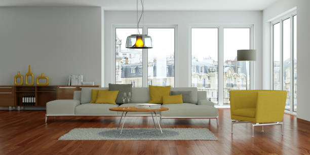 istock modern yellow living room interior design 1001124606