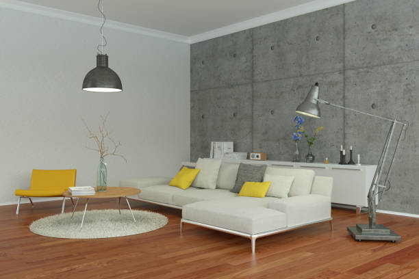 istock modern living room interior design with concrete wall 1001136488