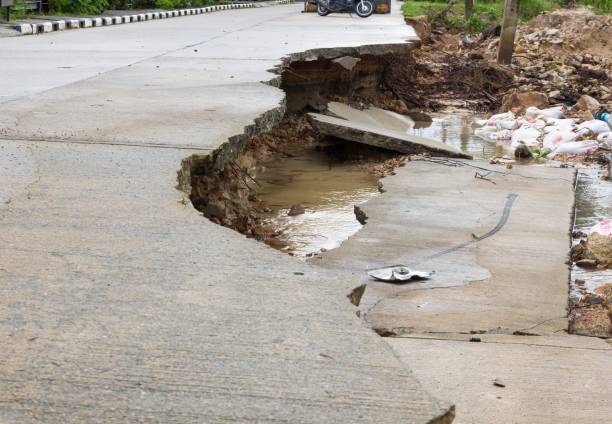 istock Broken road after floods in Koh Phangan, Thailand 1001137326