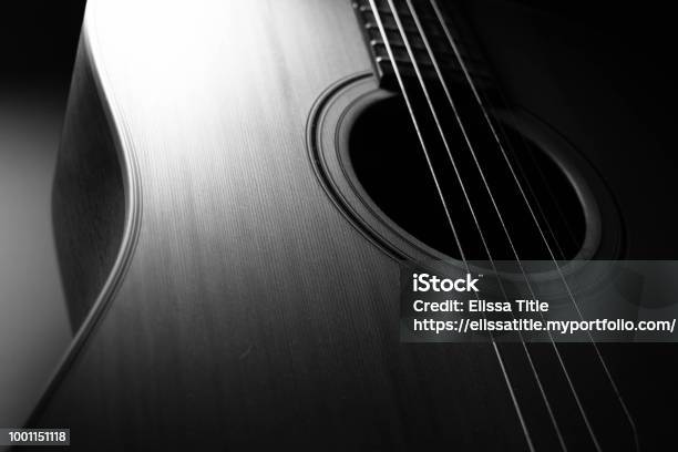 Guitar In Black And White Stock Photo - Download Image Now - Guitar, Black And White, Close-up