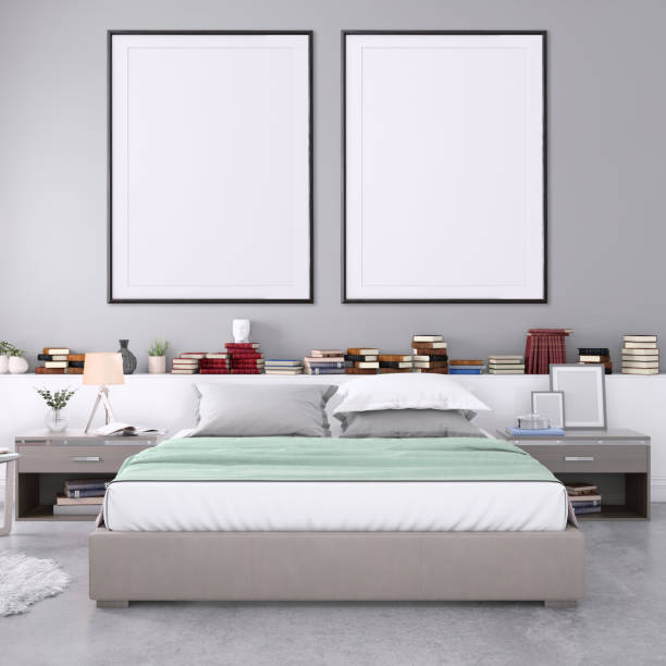 istock Blank poster frame on the bedroom wall 1001165658