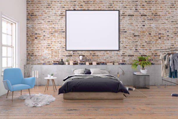 istock Blank poster frame on the bedroom wall 1001165662