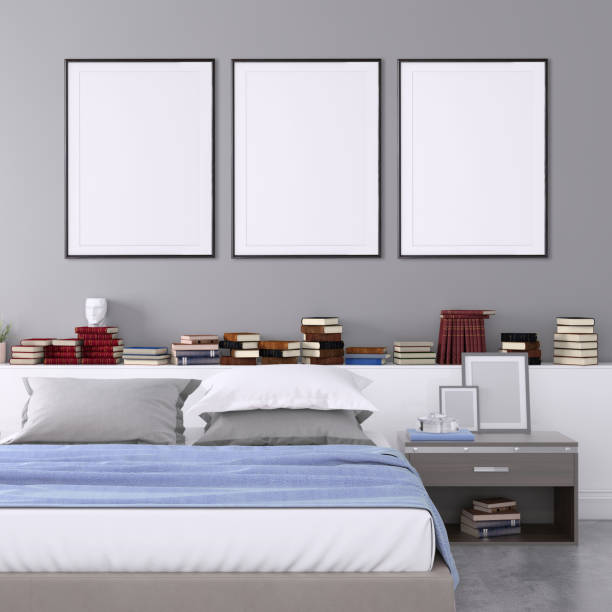 istock Blank poster frame on the bedroom wall 1001165692