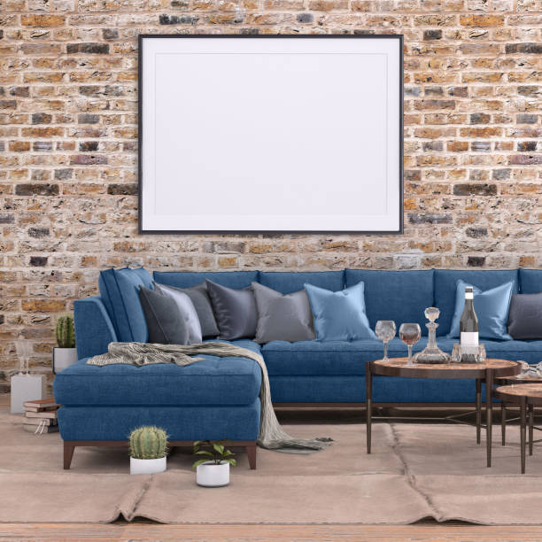 istock Blank poster frame on the living room wall 1001165698