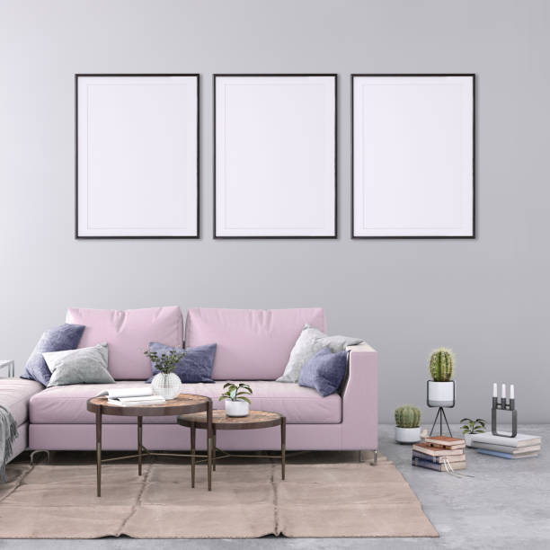 istock Blank poster frame on the living room wall 1001165700