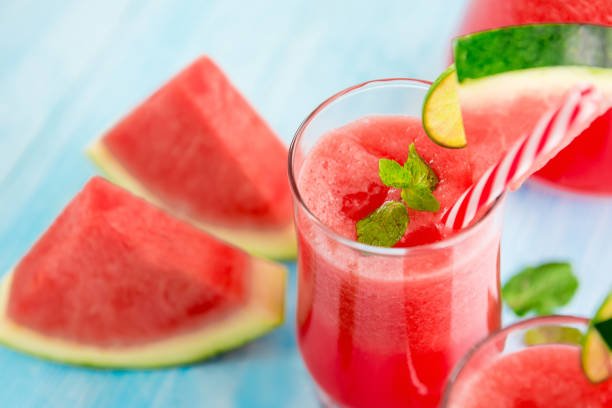 istock Watermelon juice smoothies in the glasses 1001168148