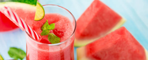 istock Watermelon juice smoothies in the glasses 1001168150