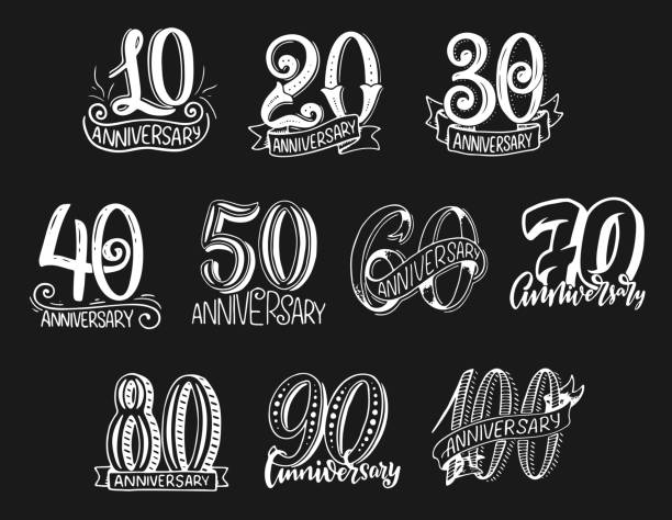 ilustrações, clipart, desenhos animados e ícones de vector letras números para o ano de aniversário - anniversary number 10 year number 40