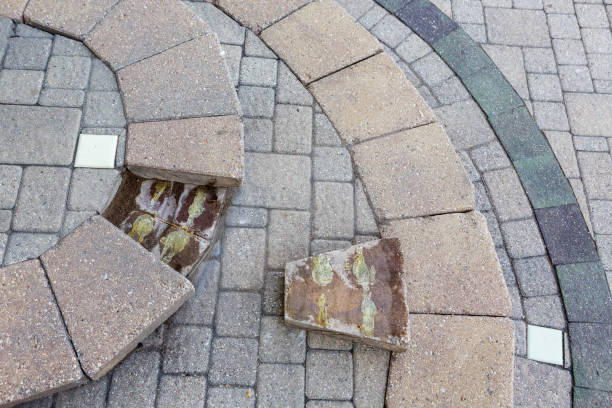 istock Replacing a damaged paving stone in patio steps 1001171178