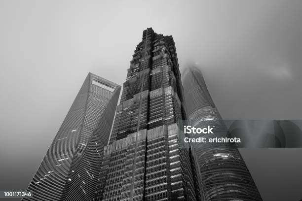 Shanghai Hirisesbw Stock Photo - Download Image Now - Architecture, Asia, Black And White