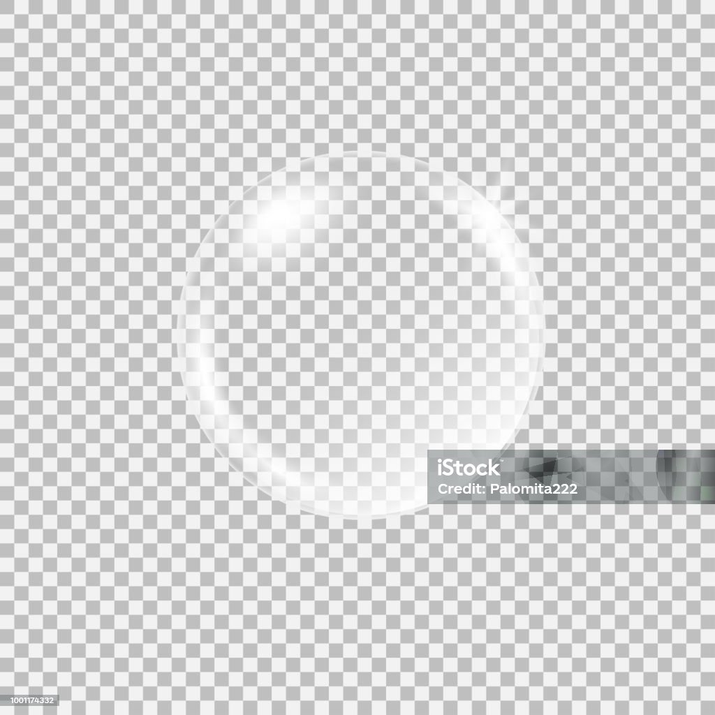 Genomskinlig glaskula med bligar och höjdpunkter - Royaltyfri Bubbla vektorgrafik