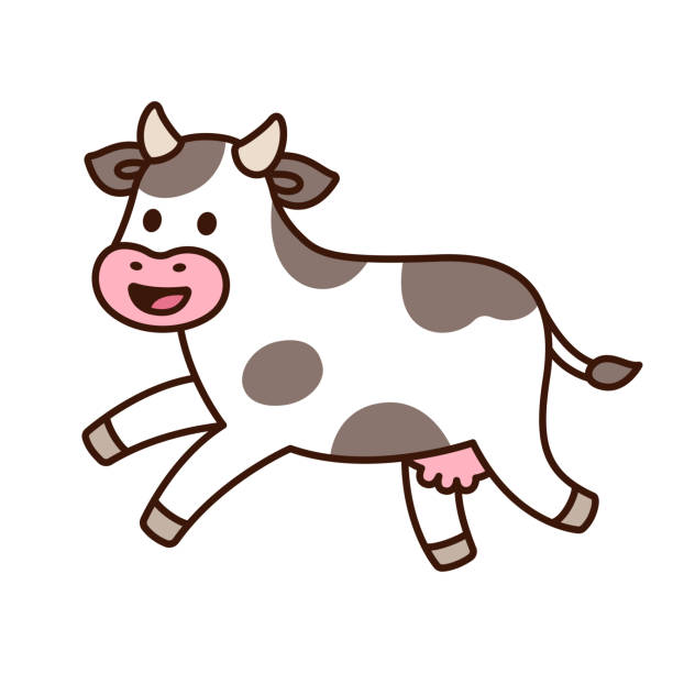 Cute Cartoon Cow Stock Illustration - Download Image Now - Cow, Cute,  Running - iStock