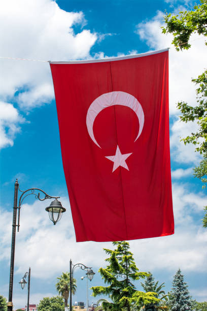 istock Turkish national flag hang in view in the open air 1001210084