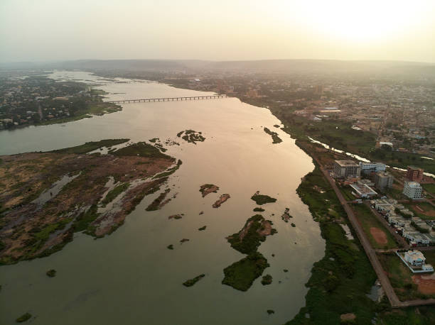 Aerial Drone view of niarela Quizambougou Niger Bamako Mali stock photo