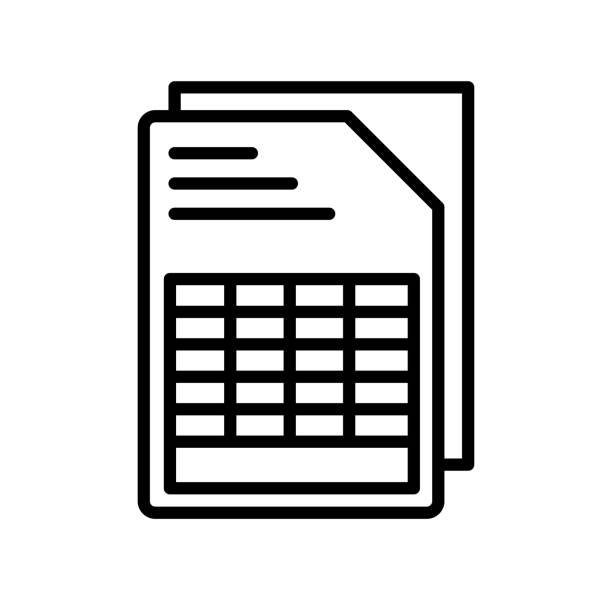 ilustrações, clipart, desenhos animados e ícones de documentos com tabelas ícone vector sinal e símbolo isolado no fundo branco, documento com conceito de logotipo de tabelas - spreadsheet