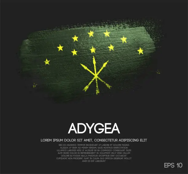 Vector illustration of Adygea Flag Made of Glitter Sparkle Brush Paint Vector