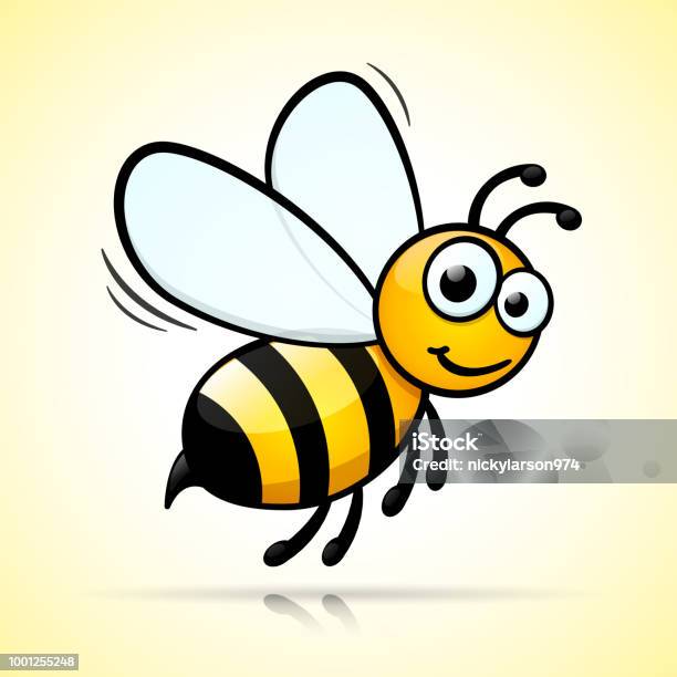 Bee Design On White Background - Arte vetorial de stock e mais imagens de Abelha - Abelha, Banda desenhada - Produto Artístico, Abelhão