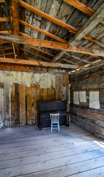 Piano inside of abandoned building in Bannack, Montana Piano inside of abandoned bar in Bannack State Park, Montana.
Bannack is a ghost town. covered wagon horse cart snow winter stock pictures, royalty-free photos & images