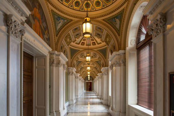 Hall of the Library of Congress stock photo