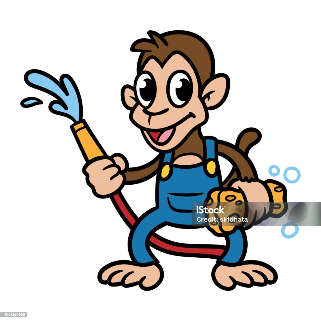 Ilustración de Mono De Dibujos Animados Con Una Manguera Y Esponja y más Vectores Libres de Derechos de Agua - iStock Ilustración de Mono De Dibujos Animados Con Una Manguera Y Esponja y más Vectores Libres de Derechos de Agua - iStock