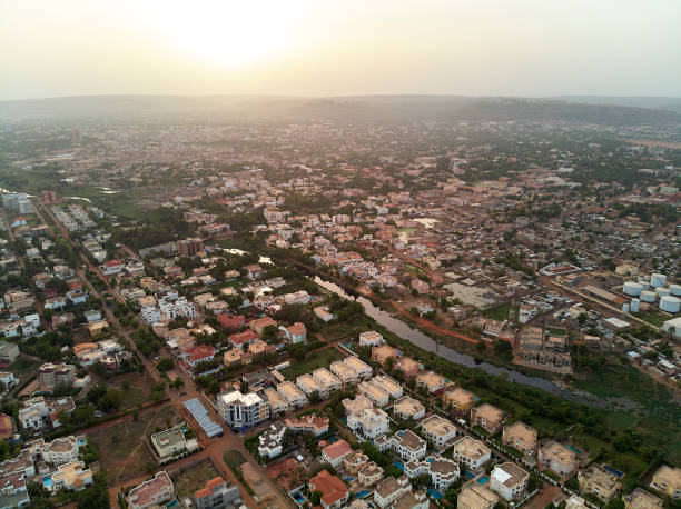 Aerial Drone view of niarela Quizambougou Niger Bamako Mali stock photo