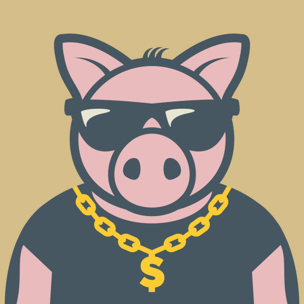 świnia piggy charakter - piggy bank stock illustrations