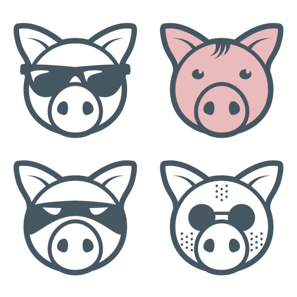 illustrations, cliparts, dessins animés et icônes de visages de piggy pig - piggy bank savings investment glasses