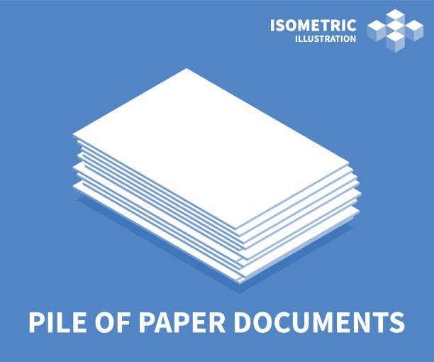 Pile of paper documents icon. Isometric template for web design in flat 3D style. Vector illustration. Pile of paper documents icon. Isometric template for web design in flat 3D style. Vector illustration. stack of papers stock illustrations