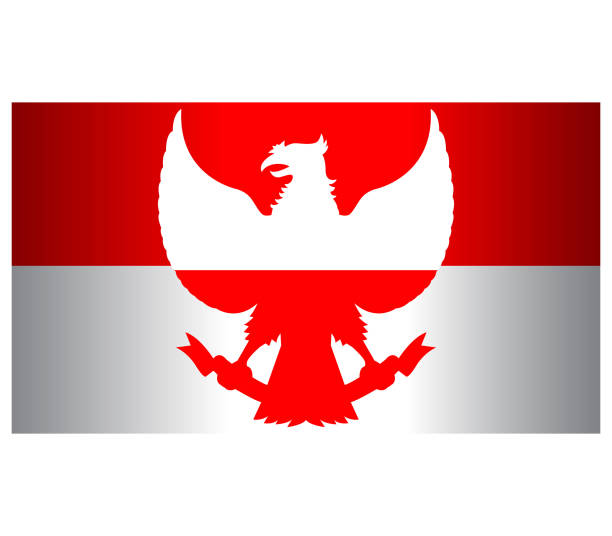 rot weiße garuda indonesien fahne breitbild - garuda stock-grafiken, -clipart, -cartoons und -symbole