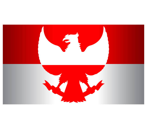 ilustrações de stock, clip art, desenhos animados e ícones de red white garuda indonesia flag wide screen - garuda